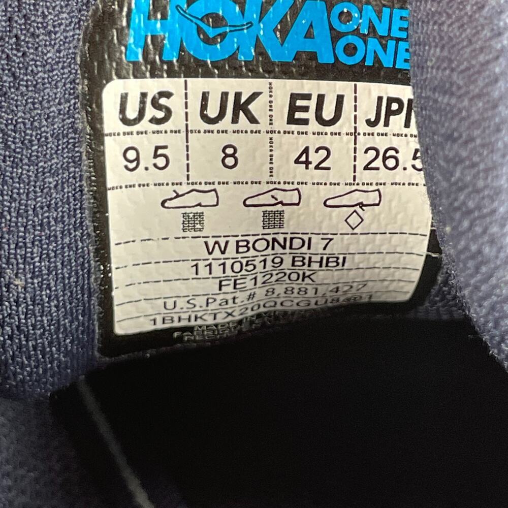 Hoka One One Bondi 7 Women's Size 9.5 Blue Haze Running Shoes Athletic Sneakers - Picture 9 of 10